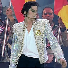 Carregar imagem no visualizador da galeria, FANTASIA MICHAEL JACKSON JAQUETA HOLOGRÁFICA PRATA