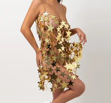 Carregar imagem no visualizador da galeria, VESTIDO ESTRELAS METALIZADO TRANSPARENTE