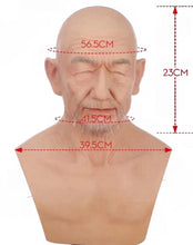 Carregar imagem no visualizador da galeria, MÁSCARA REALISTA HOMEM IDOSO RUGAS 100% EM SILICONE COSPLAY