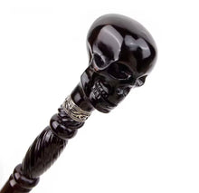 Carregar imagem no visualizador da galeria, BENGALA CAVEIRA PRETA MADEIRA LUXO