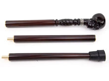 Carregar imagem no visualizador da galeria, BENGALA CAVEIRA PRETA MADEIRA LUXO