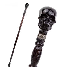 Carregar imagem no visualizador da galeria, BENGALA CAVEIRA PRETA MADEIRA LUXO
