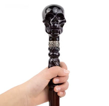 Carregar imagem no visualizador da galeria, BENGALA CAVEIRA PRETA MADEIRA LUXO