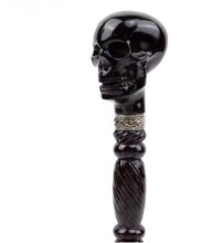 Carregar imagem no visualizador da galeria, BENGALA CAVEIRA PRETA MADEIRA LUXO