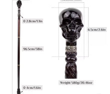 Carregar imagem no visualizador da galeria, BENGALA CAVEIRA PRETA MADEIRA LUXO