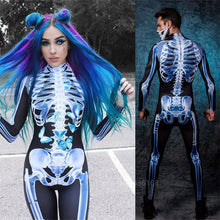 Carregar imagem no visualizador da galeria, FANTASIA MACACÃO ESQUELETO CAVEIRA 3D COSPLAY