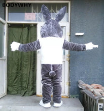 Carregar imagem no visualizador da galeria, FANTASIA MASCOTE COELHO DA PÁSCOA CINZA