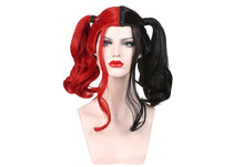 Carregar imagem no visualizador da galeria, PERUCA HARLEY QUINN ARLEQUINA PRETA E VERMELHA