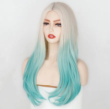 Carregar imagem no visualizador da galeria, PERUCA BRANCA LOIRA COM AZUL ESVERDEADO