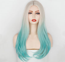 Carregar imagem no visualizador da galeria, PERUCA BRANCA LOIRA COM AZUL ESVERDEADO