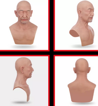 Carregar imagem no visualizador da galeria, MÁSCARA REALISTA HOMEM IDOSO RUGAS 100% EM SILICONE COSPLAY
