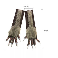 Carregar imagem no visualizador da galeria, LUVA LONGA LOBISOMEN DE LÁTEX COM PELOS