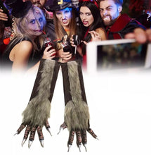 Carregar imagem no visualizador da galeria, LUVA LONGA LOBISOMEN DE LÁTEX COM PELOS