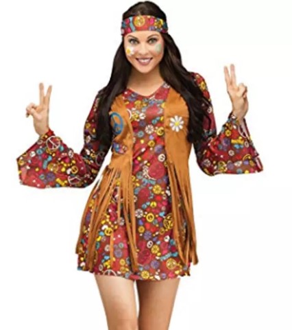 Fantasia Blusa Anos 70 Feminina Roupas Vestido Hippie Anos 70
