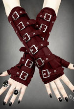 Carregar imagem no visualizador da galeria, LUVAS GÓTICAS PUNK COM FIVELAS UNISSEX ADULTO