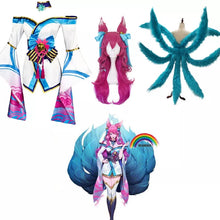 Carregar imagem no visualizador da galeria, KIT FANTASIA AHRI SPIRIT BLOSSOM + PERUCA + NOVE CAUDAS - LEAGUE OF LEGENDS COSPLAY