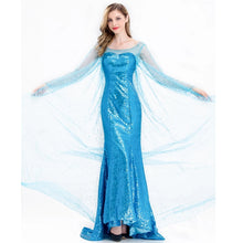 Carregar imagem no visualizador da galeria, FANTASIA ADULTO ELSA FROZEN VESTIDO AZUL