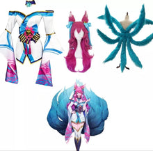 Carregar imagem no visualizador da galeria, KIT FANTASIA AHRI SPIRIT BLOSSOM + PERUCA + NOVE CAUDAS - LEAGUE OF LEGENDS COSPLAY