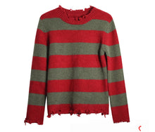 Carregar imagem no visualizador da galeria, FANTASIA KIT FREDDY KRUEGER CAMISA + MÁSCARA + CHAPÉU + LUVA