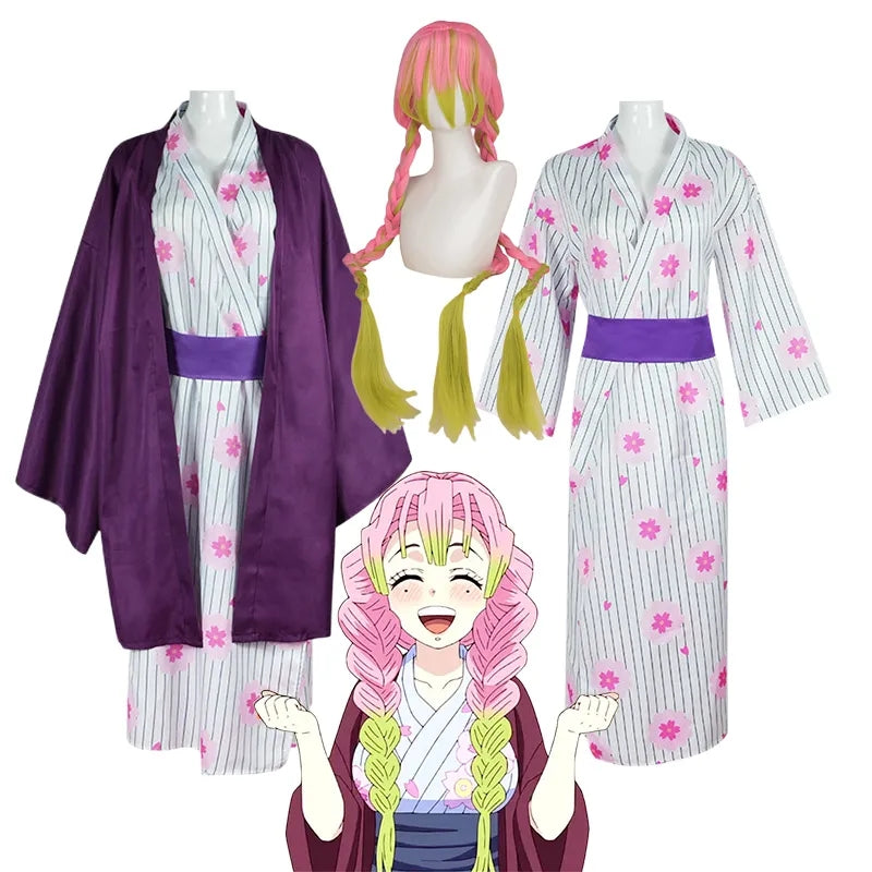 FANTASIA KIMONO MITSURI KANROJI + PERUCA DEMON SLAYER COSPLAY – H2L COSPLAY