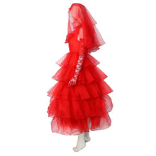 Carregar imagem no visualizador da galeria, FANTASIA LYDIA DEETZ - BEETLEJUICE VESTIDO VERMELHO
