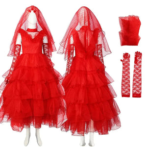FANTASIA LYDIA DEETZ - BEETLEJUICE VESTIDO VERMELHO