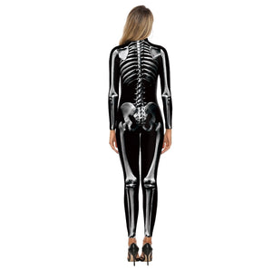 MACACÃO ESQUELETO CAVEIRA 3D FEMININO