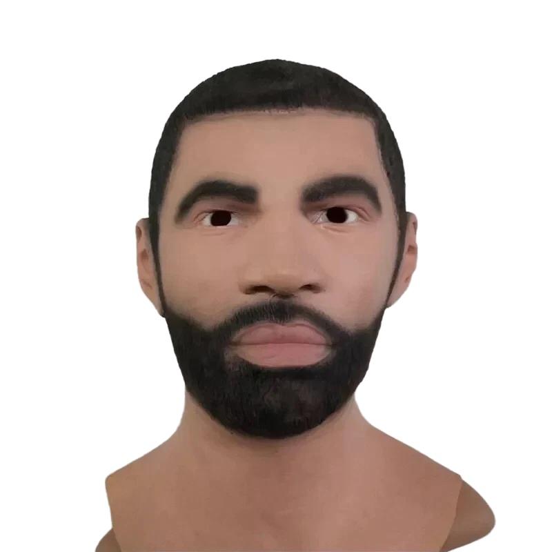 MÁSCARA HOMEM REALISTA BARBA COSPLAY LÁTEX
