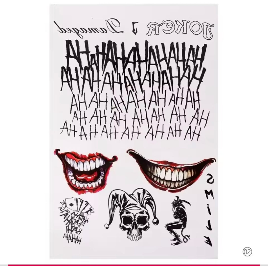 Cartela Tatuagem Coringa Joker