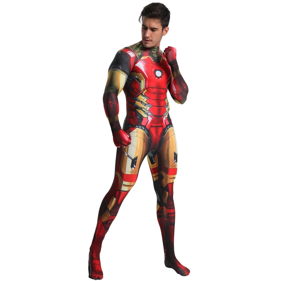 FANTASIA HOMEM DE FERRO ADULTO E INFANTIL MACACÃO 3D - COSPLAY
