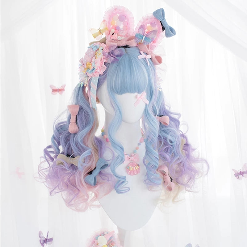 PERUCA LOLITA ROSA AZUL LAÇO
