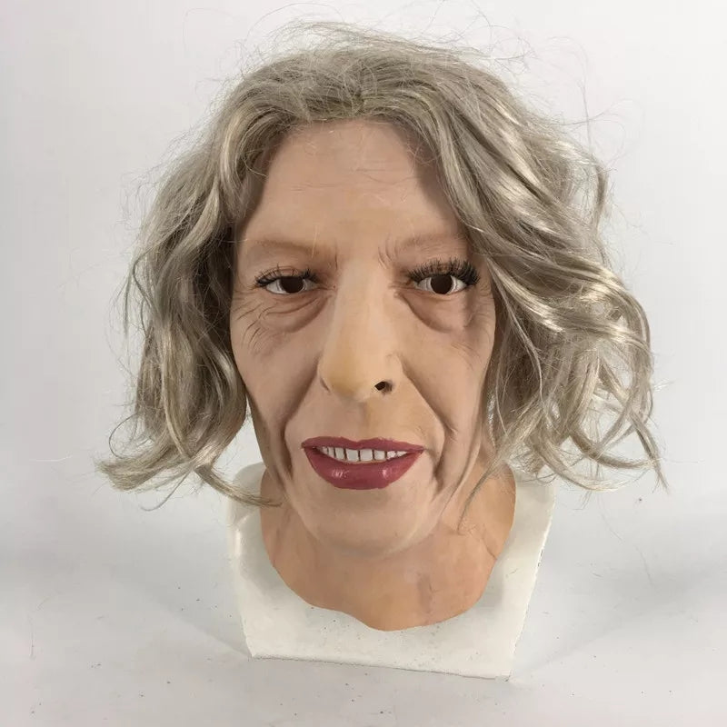 MÁSCARA REALISTA MULHER COM PERUCA COSPLAY