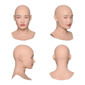 MÁSCARA REALISTA FEMININA ORIENTAL JOVEM 100% EM SILICONE COSPLAY 