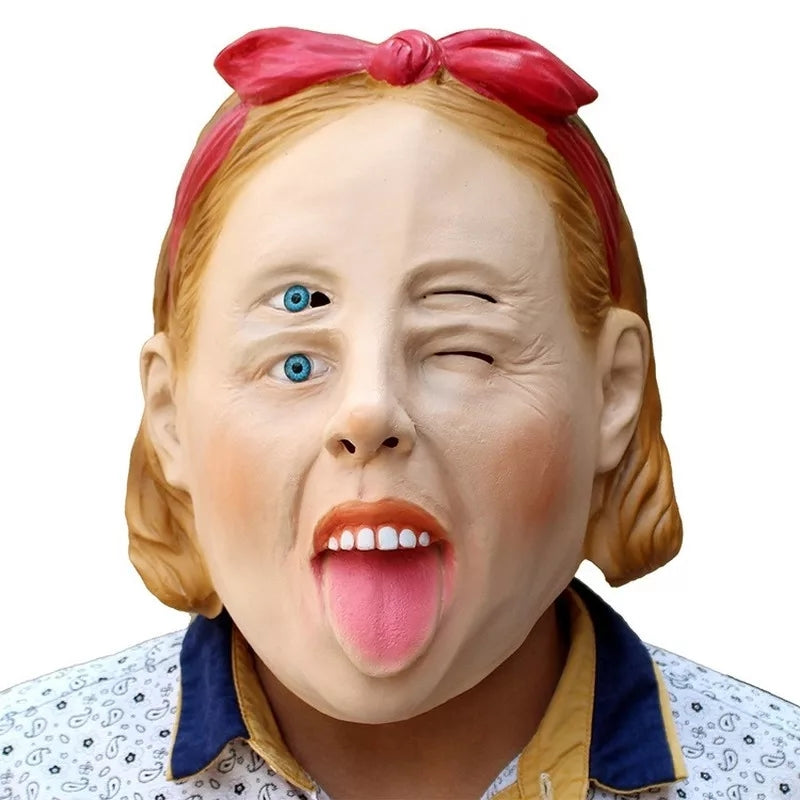 MÁSCARA MULHER ROSTO DUPLO OLHOS COSPLAY