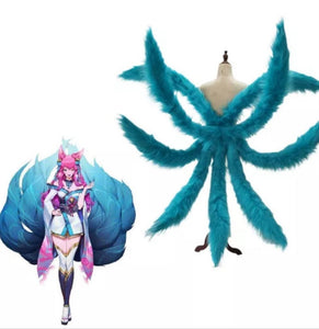 KIT FANTASIA AHRI SPIRIT BLOSSOM + PERUCA + NOVE CAUDAS  - LEAGUE OF LEGENDS COSPLAY