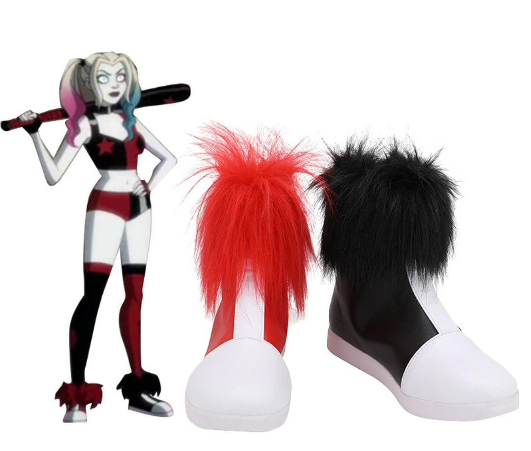 BOTAS HARLEY QUINN ARLEQUINA - PRETO VERMELHO – H2L COSPLAY