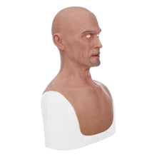 Carregar imagem no visualizador da galeria, MÁSCARA REALISTA HOMEM COM CAVANHAQUE 100% SILICONE COSPLAY
